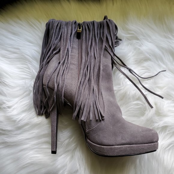Dan Sara New High Heeled Fringe 100% leather Ankle Boots - Picture 2 of 5
